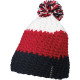 Myrtle Beach | MB 7940 | 3-colored Crocheted Beanie with Pompon - Headwear