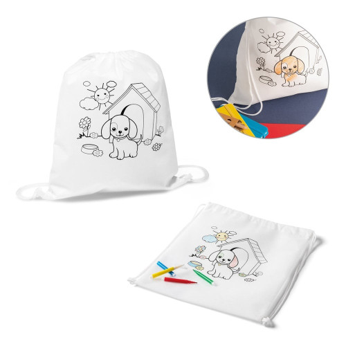 92619 DRAWS. Kids colouring drawstring bag - Drawing utencils