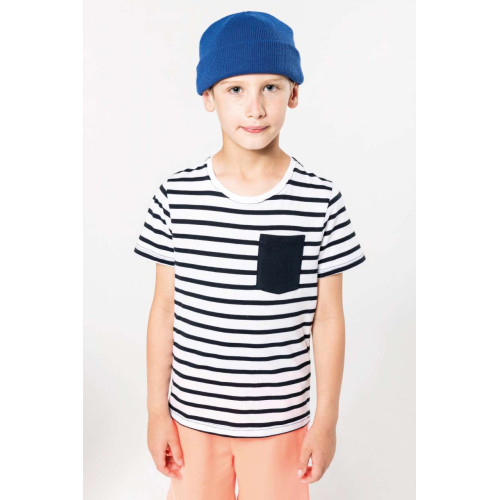 G-KA379 | KIDS STRIPED SHORT SLEEVE SAILOR T-SHIRT WITH POCKET - Kidswear