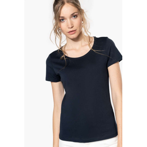 G-KA399 | LADIES SHORT-SLEEVED ORGANIC T-SHIRT WITH RAW EDGE NECKLINE - T-shirts